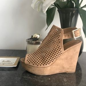 Caged Platform Wedges Dark Nude - Size 7